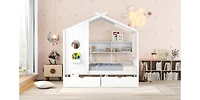 Streamdale Full-Size Wooden House Bed with Drawers and Storage