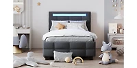 Streamdale Twin Upholstered Led Platform Bed with Drawers