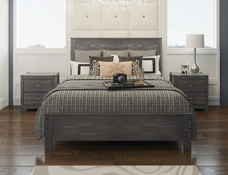 Streamdale Albany Queen Bed Frame, Modern Rustic, Solid Wood