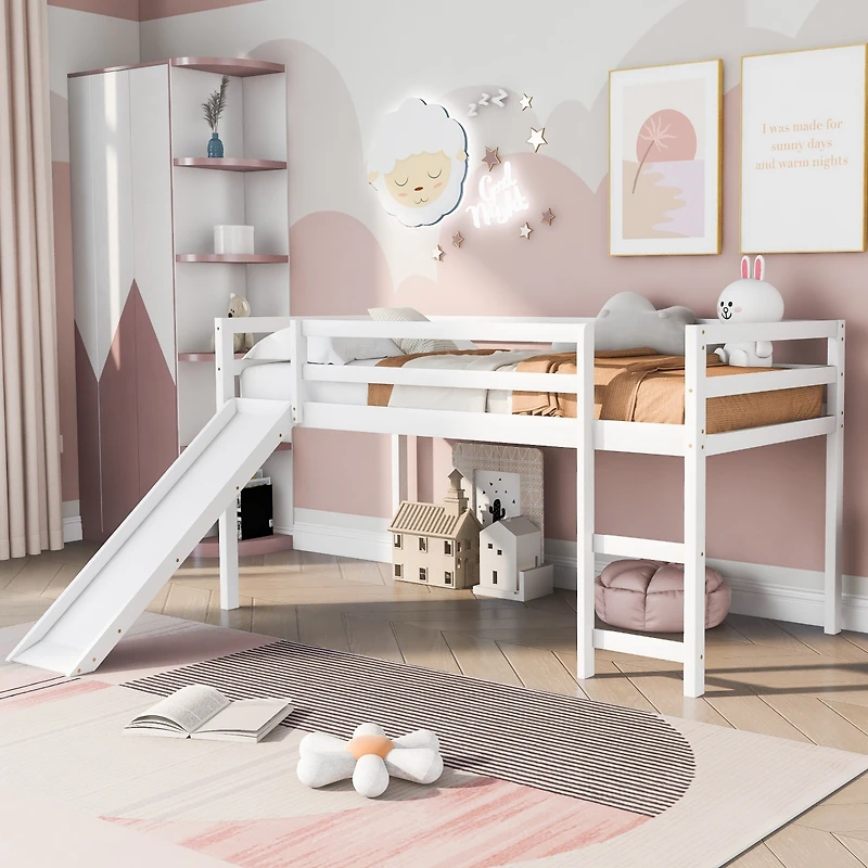 Streamdale Loft Bed With Slide, Multifunctional Design, Twin