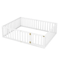 Streamdale Queen Wood Floor Bed Frame With Fence And Door