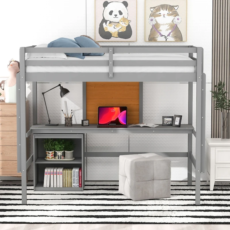 Streamdale Twin Loft Bed with Desk and Storage
