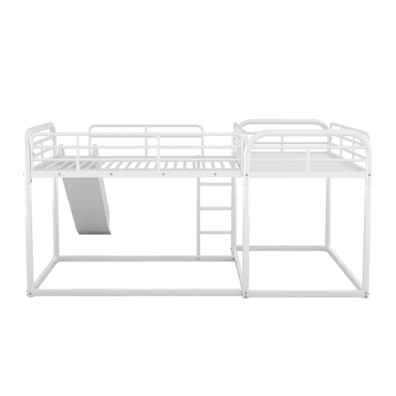 Streamdale Full And Twin L-Shaped Bunk Bed With Slide Short Ladder