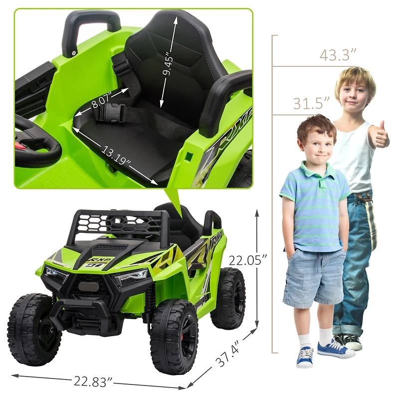 Streamdale Ultimate Kids' Adventure Ride-On Green Pp Mini Utv with Built-In Music