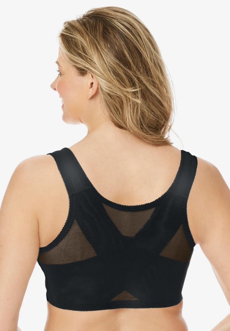 Comfort Choice Women's Front-Close Embroidered Wireless Posture Bra