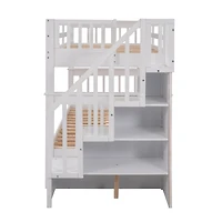 Streamdale Stairway Twin-Over-Twin Bunk Bed With Three Drawers For Bedroom, Dorm