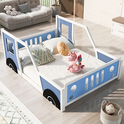 Streamdale Full Classic Car-Shaped Platform Bed With Wheels