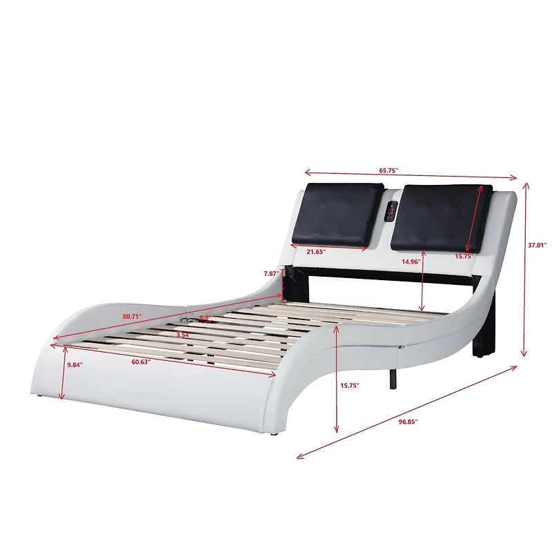 Streamdale Pu Platform Bed with Led Lighting & Tooth Lock