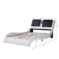 Streamdale Pu Platform Bed with Led Lighting & Tooth Lock