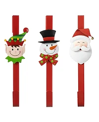 Glitzhome 14 H Set of 3 Christmas Metal Elf, Snowman Santa Wreath Hanger