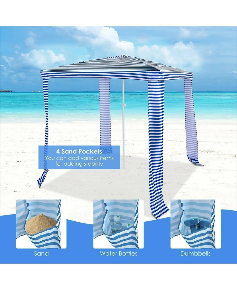 Slickblue 6.6 x Feet Foldable and Easy-Setup Beach Canopy With Carry Bag