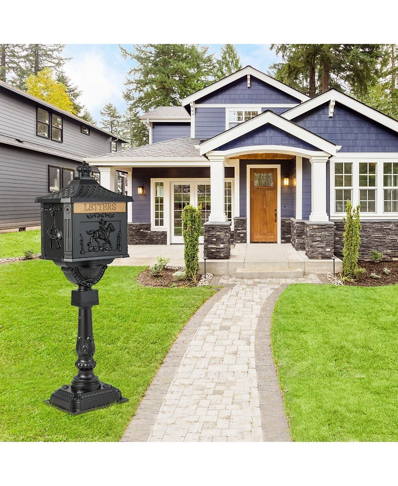 Slickblue Retro Cast Aluminum Mailbox Security Postal Letter Box with Baffle Door