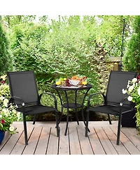 Gymax Set of 2 Patio Chairs Dining w/ Steel Frame Yard Outdoor Beige