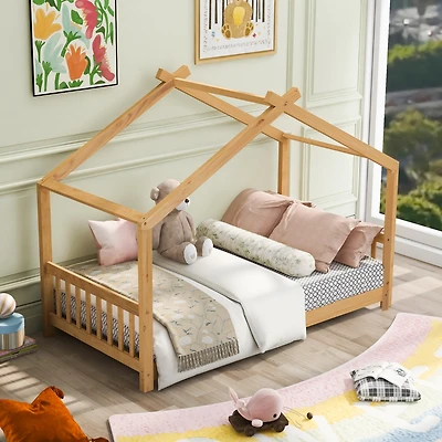 Streamdale Twin House Platform Bed With Headboard And Footboard, Roof Design