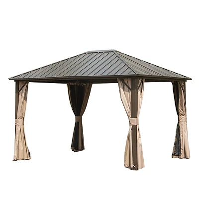 Streamdale 10'X12' Steel Roof Gazebo with Netting, Curtains