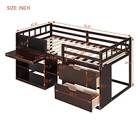 Streamdale Twin Low Loft Bed With Rolling Desk, Shelf And Drawers