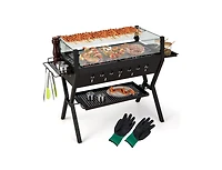 Slickblue Barbecue Charcoal Grills with Wind Guard Seasoning Racks-Black