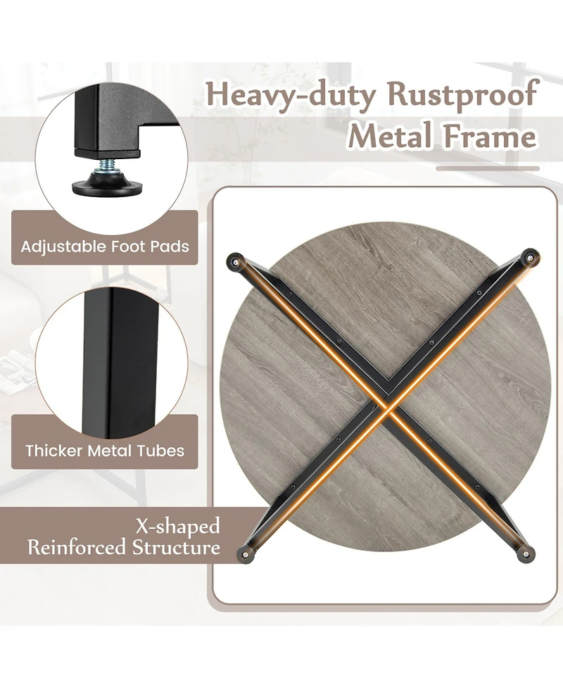 3-Piece Coffee Table Set Round Coffee Table and 2PCS Square End Tables