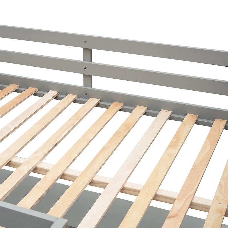 Streamdale Full Loft Bed With Shelves And Desk, Wooden Desk