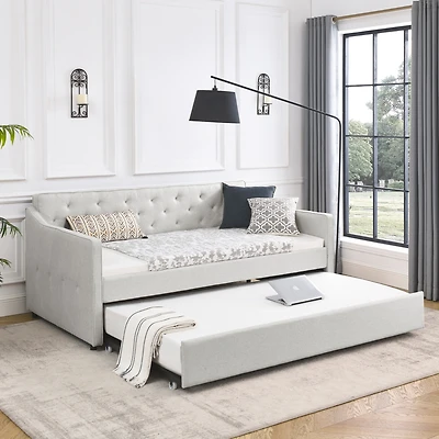 Streamdale Tufted Twin Daybed with Pullout Trundle (80.5"L)