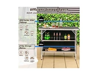 Slickblue Folding Camping Table with 2-Tier Open Shelves for Outdoor Bbq
