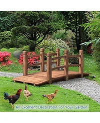 Slickblue 5' Wooden Garden Bridge Arc Stained Finish Footbridge Decorative