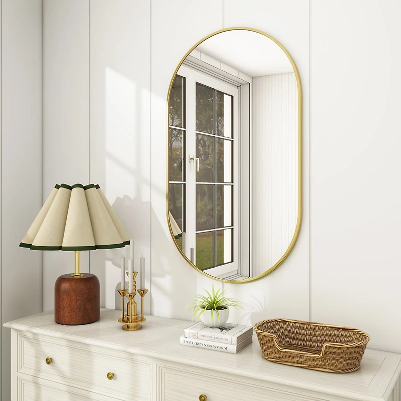 Homlux Oval Wall Mounted Mirror 22"x38" in Gold