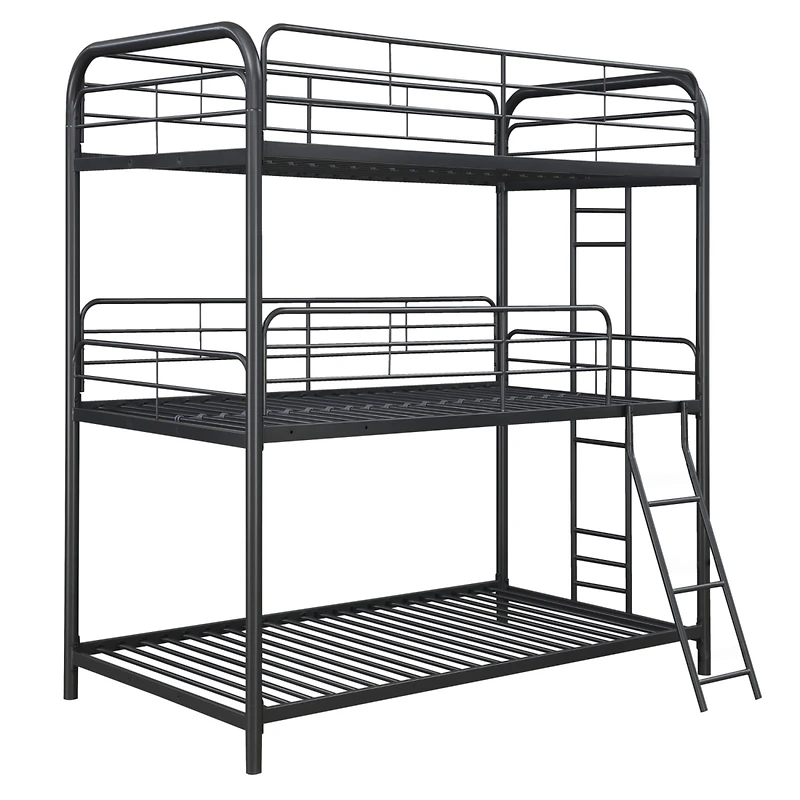 Simplie Fun Furniture Triple Bunk Bed, Twin/Twin/Twin, Black