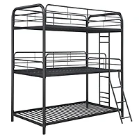 Simplie Fun Furniture Triple Bunk Bed, Twin/Twin/Twin, Black