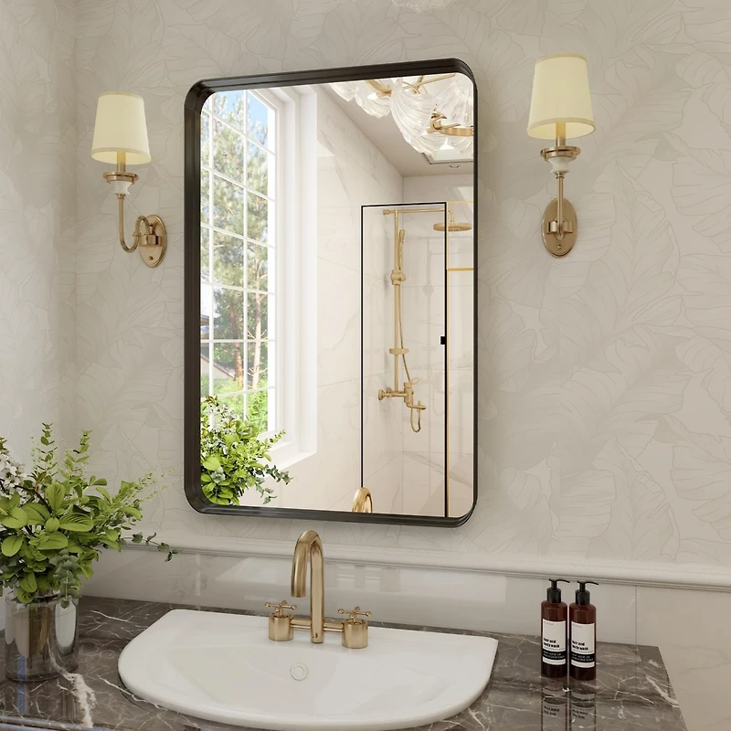 Homlux Rectangular Wall Mounted Mirror 22"x30" in Black