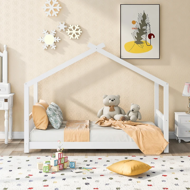 Streamdale Twin House Platform Bed With Headboard And Footboard, Roof Design