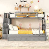 Streamdale Twin-Over-Full Bunk Bed With Drawers, Ladder And Storage Staircase
