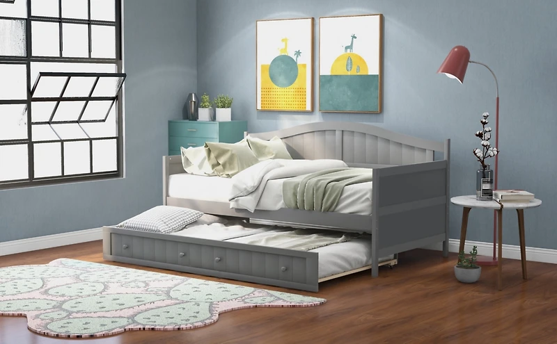 Streamdale Twin Wooden Daybed With Trundle Bed, Sofa Bed For Bedroom Living Room