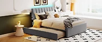 Streamdale Teddy Fleece Full Upholstered Platform Bed With Trundle, Beige