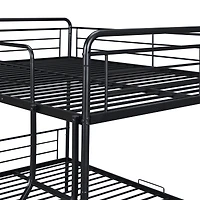 Streamdale Full Xl Over Queen Metal Bunk Bed With Twin Size Trundle