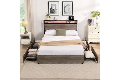 Streamdale Queen bed frame with charging headboard