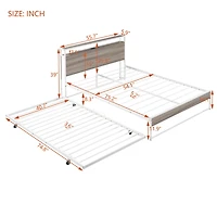 Streamdale Metal Platform Bed Frame w/ Trundle, Usb Ports