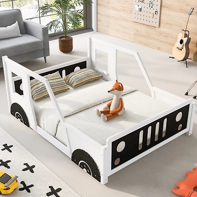 Streamdale Full Classic Car-Shaped Platform Bed With Wheels