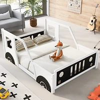 Streamdale Full Classic Car-Shaped Platform Bed With Wheels
