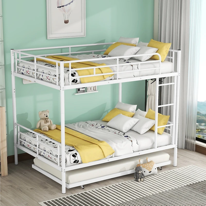 Streamdale Full Over Metal Bunk Bed With Trundle, Silver