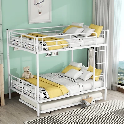 Streamdale Full Over Metal Bunk Bed With Trundle, Silver