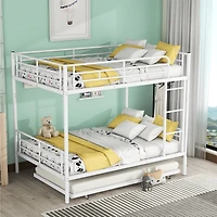 Streamdale Full Over Metal Bunk Bed With Trundle, Silver