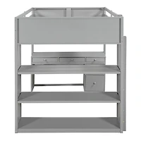 Streamdale Full Loft Bed With Ladder, Shelves, And Desk
