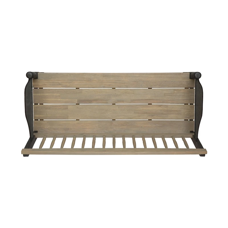 Simplie Fun Elegant Slatted Bench with Shelf Cozy Charm for Outdoor Living