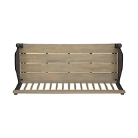 Simplie Fun Elegant Slatted Bench with Shelf Cozy Charm for Outdoor Living