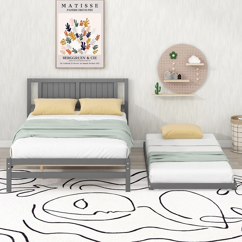 Streamdale Full Platform Bed With Adjustable Trundle