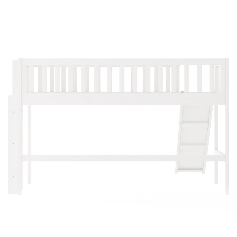 Streamdale Twin Size Low Loft Bed With Ladder And Slide