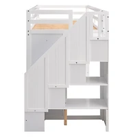 Streamdale 3-Shelf Loft Bed with Storage Units and Ladder