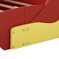 Streamdale Twin Race Car-Shaped Platform Bed With Wheels, Red