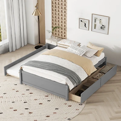 Streamdale Full Bed With Twin Size Trundle And Two Drawers